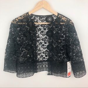 Zara Black Lace Quarter Sleeve Cardigan small